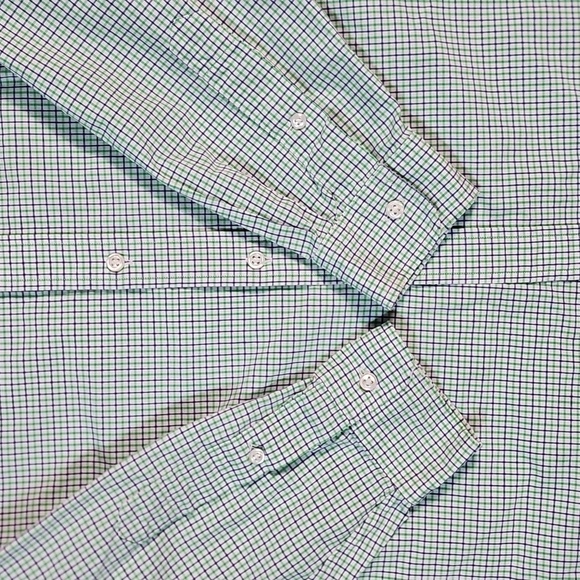 Ralph Lauren 100% Cotton Navy Green Check Plaid Long Sleeve Button Down Shirt - Picture 5 of 12